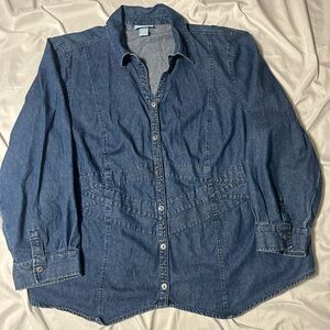 Women’s Denim Jacket  Shirt Liz & Me 2X  Button Up 22/24W Vtg